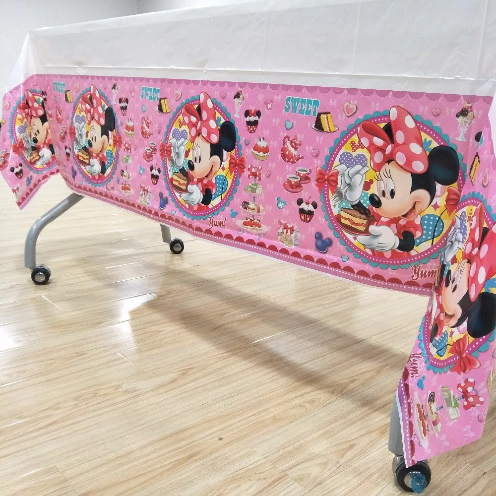 

Disney 108cm*180cm Minnie Party Tablecloth Birthday Party Decoration Disposal Kids Boys Event Party Supplies Table Cloth