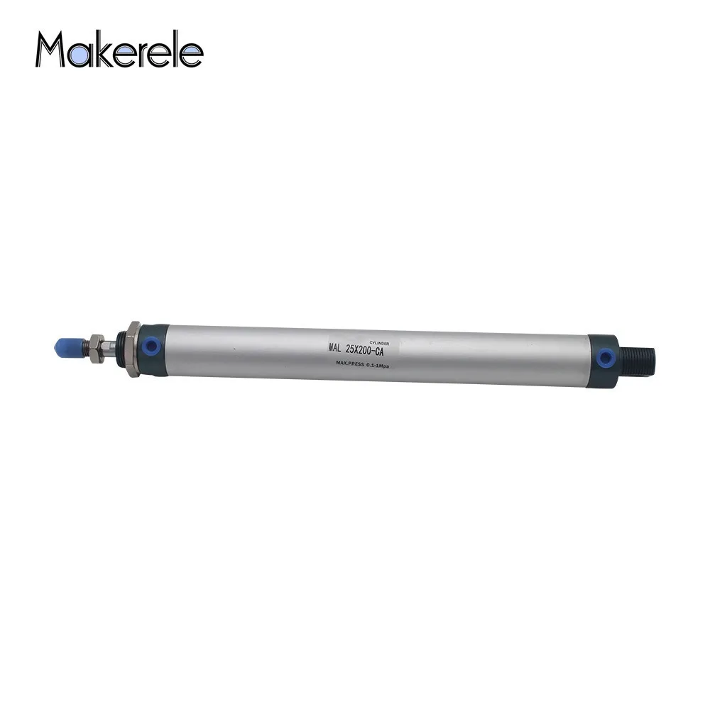 

MAL25-200-CA Double Acting Type Pneumatic Cylinder Aluminum Alloy 200mm Stroke 25mm Bore Cylinder Fishtailing Shape Cylinders