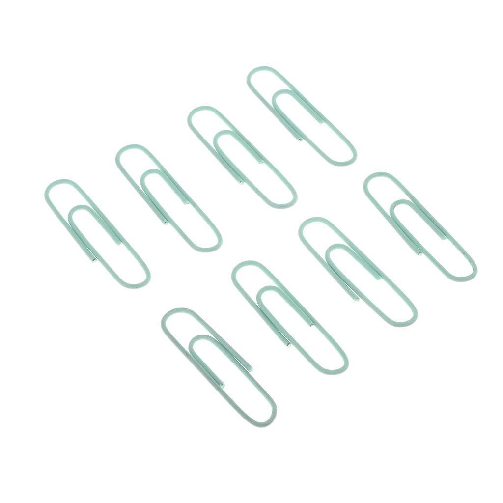 150 Pieces Colored Metal Paper Clips Mint Blue Office Home School Table Organize Tools W/ Transparent Donut Shaped Box