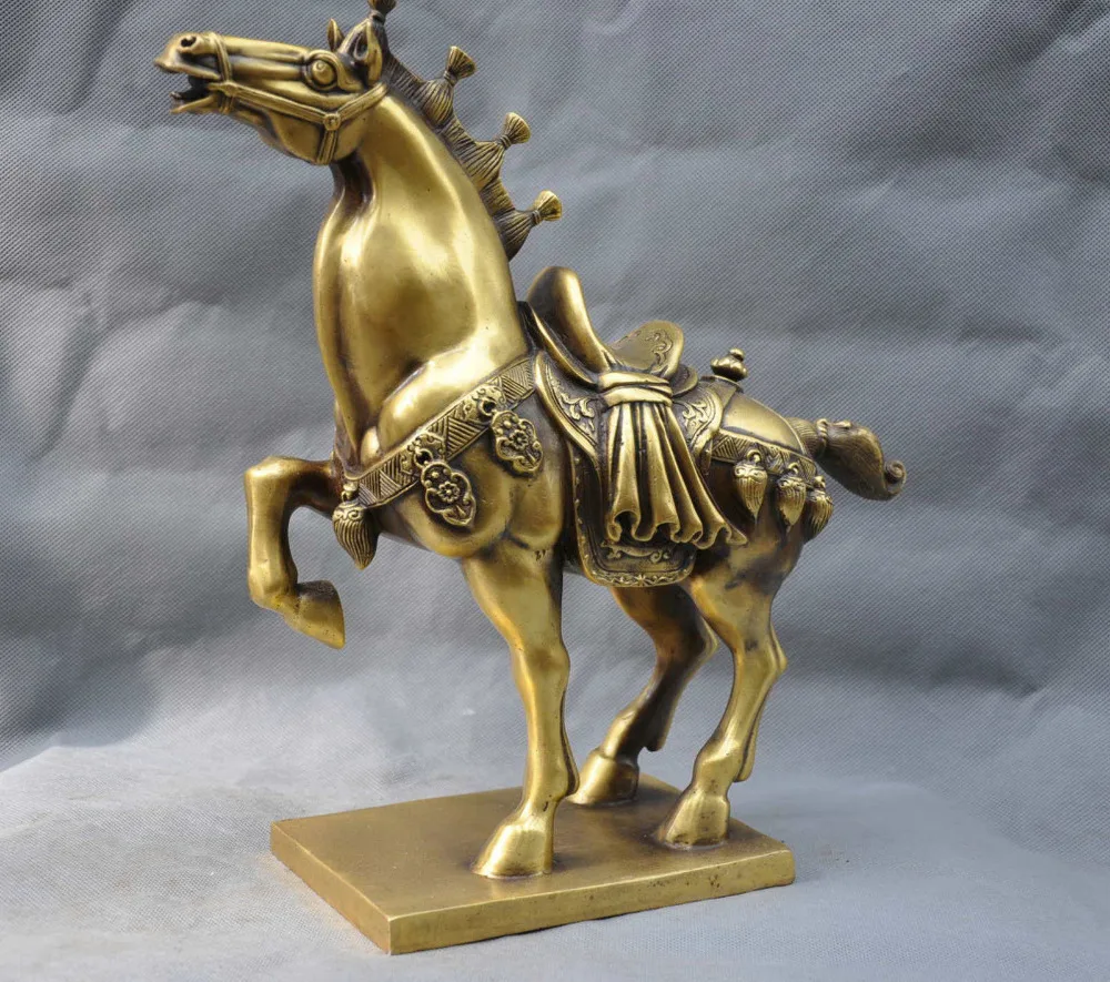 

Details about 13" China Fengshui Zodiac Tang Warrior Horse Healing Medicine bronze statue wedding copper Decoration real Brass