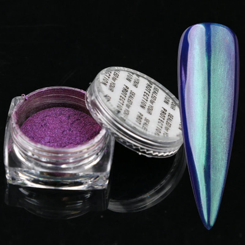 

Meicailin 1g Chameleon Mirror Nail Glitters Shinning Powder Gorgeous Nail Art Chrome Pigment Manicure Dust Nail Art Decorations