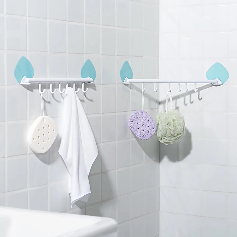 Muro del bagno Montato Appendiabiti Sfera del Bagno Porta Asciugamani Doccia Gancio Cucina Angolo Mensola Rack di Stoccaggio Bagno Organizer 6 Ganci
