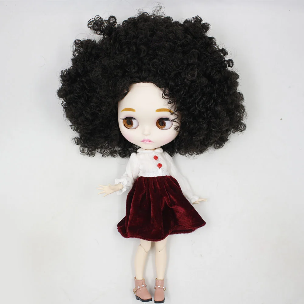 ICY Nude Blyth кукла для серии No. BL9103 черные афро волосы резные губы матовое лицо шарнир тело 1/6bjd