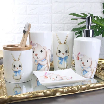 

Bath set bathroom set of five cleaning brush tooth cup mouth cup tooth set ceramic bathroom lo83159
