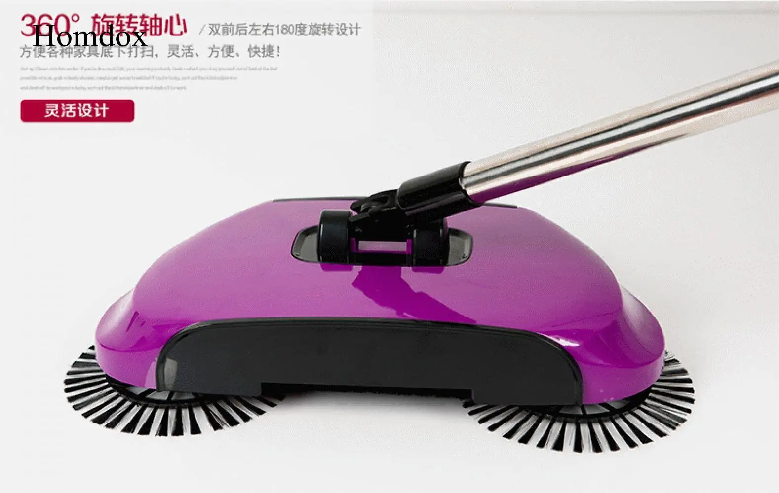 

Homdox Low Noise Stainless Steel Sweeping Machine Push Magic Broom Dustpan Handle Household Vacuum Cleaner Sweeper