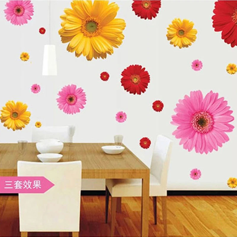 Цветочные настенные наклейки для гостиной украшения дома zooyoo6015 adesivo de parede diy ПВХ