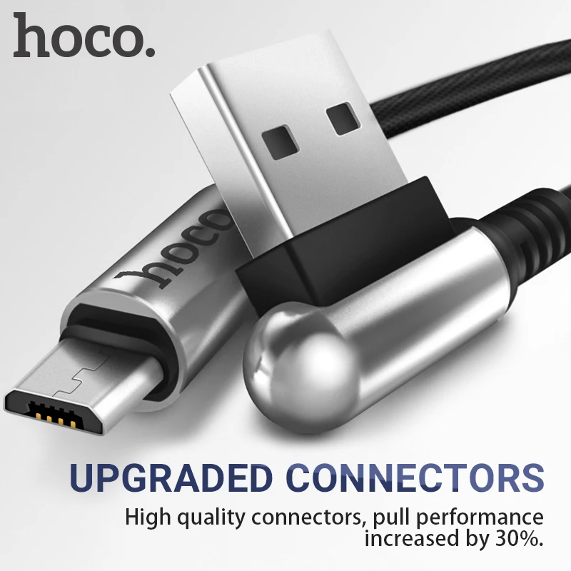 hoco кабель micro usb для быстрой зарядки и передачи данных провод 2.4a микро юсб шнур для xiaomi samsung и других телефонов андроид разъем микро usb на usb зарядное устройство двухсторонний угловой коннектор юсб