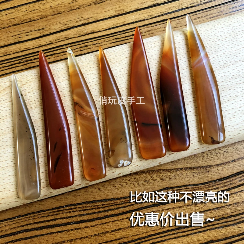 85x15mm 1PC Natural agate to rub leather edge for Scoring Folding Creasing Paper Leather Crafts for Handmade Leather craft Tool