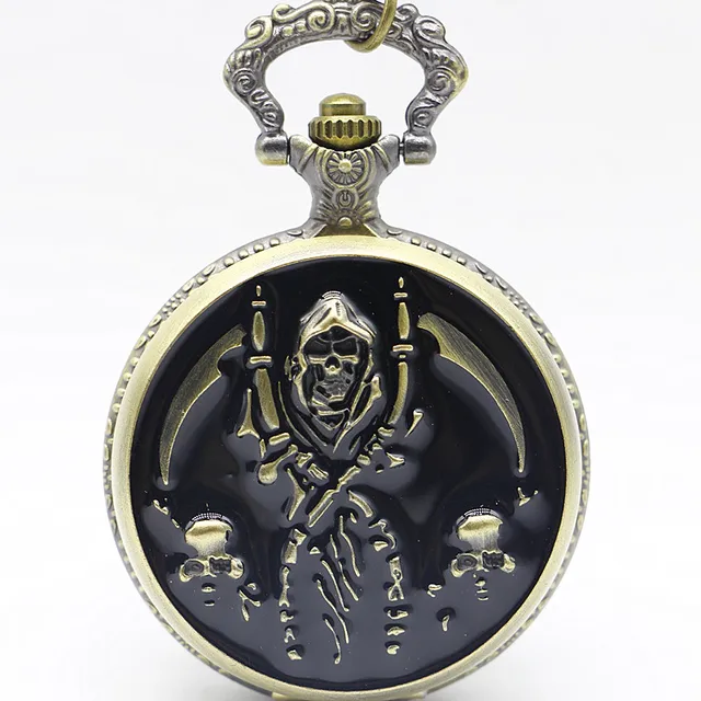 Vintage Bronze Skull Quartz Pocket Watch Necklace Pendant Watches Men Women Xmas Vintage Bronze Skull Quartz Pocket Watch Necklace Pendant Watches Men Women Xmas