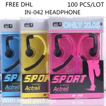 100pcs/lot wholesale IN-042 Earphones With Mic Ear Hook Earphones High Quality Sport Headphones For Apple with Retail package