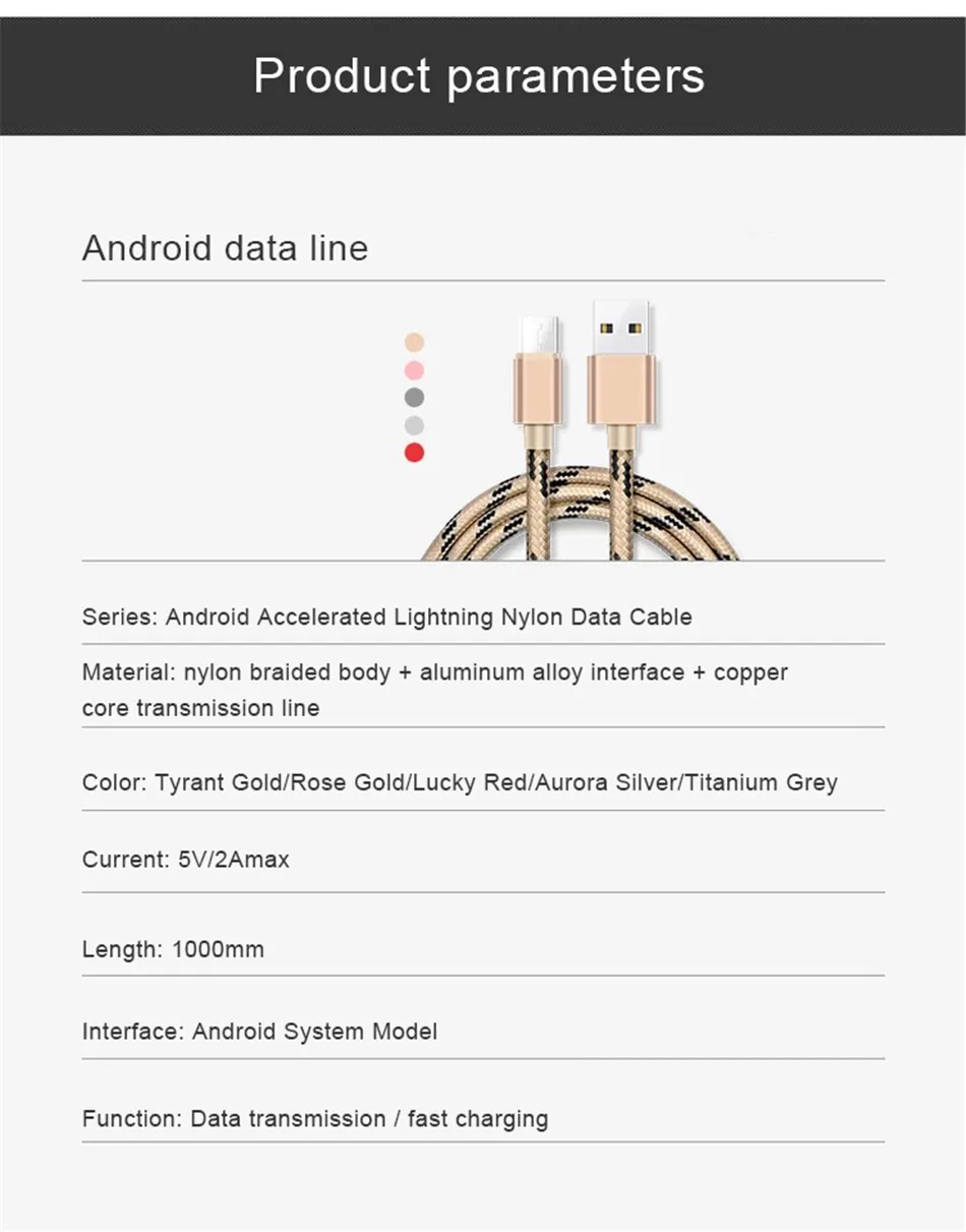 NOHON Nylon USB Cable Android For Samsung Galaxy S7 S6 Edge Huawei Xiaomi 4 Micro USB Charger Data Sync Cable 2.4A Fast Charging (10)