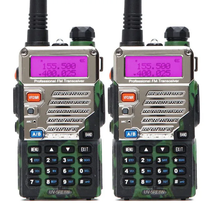 

2Pcs BaoFeng UV-5RE 8W Walkie Talkie 10km Dual Band UV5R Two Way Radio VOX Flashlight Handheld Long Range Portable Ham CB Radio