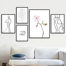 Abstract Women Flower Wall Art Canvas Painting Nordic Posters And Prints Wall Pictures For Living Room Scandinavian Home Decor