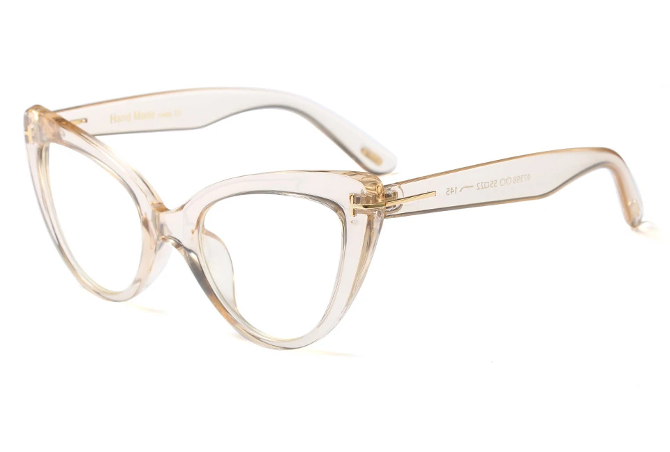 Новые винтажные сексуальные женские большие очки кошачий глаз, женские очки, прозрачная оправа, прозрачные очки, женские оптические очки - Цвет оправы: Tea Clear