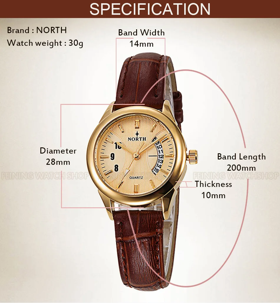 North Fashion Women Watches Unique Calendar Design Woman Casual Watches Genuine Leather Elegant Lady's Clock Female Gift Hour North Fashion Women Watches Unique Calendar Design Woman Casual Watches Genuine Leather Elegant Lady's Clock Female Gift Hour