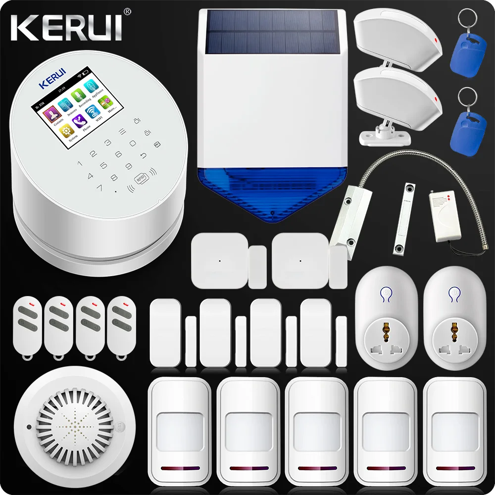 

KERUI W2 Wifi GSM PSTN Telephone Landline Home Alarm APP ISO 433MHz TFT Golor Screen RFID Disarm Arm Security Kit