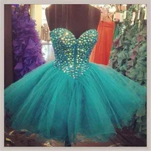 Erstaunlich Kurze Strass Cocktailkleider Sexy Weg Von der Schulter Ballkleid Tulle Mädchen Kleid