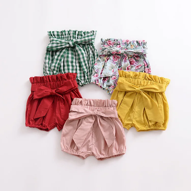 Летняя одежда для маленьких девочек футболки для девочек ясельного возраста галстук-бабочка для девочек шорты с оборками горячие штаны PP Короткие шаровары Ropa Bebe Verano