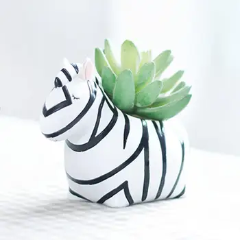

45# Lovely Cartoon Zebra Home Gardening Yard Decor Succulent Plants Flower Pot Container