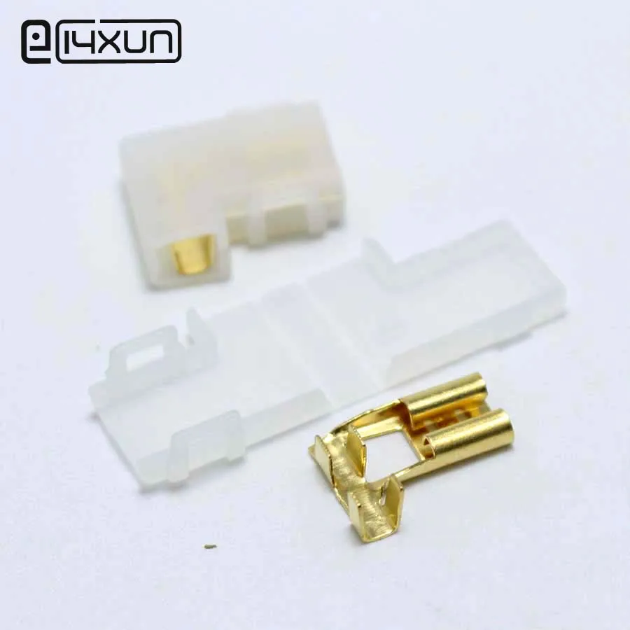 5pcs Brass 6.3mm 90 Degrees Flag Female Crimp Terminal with Case for