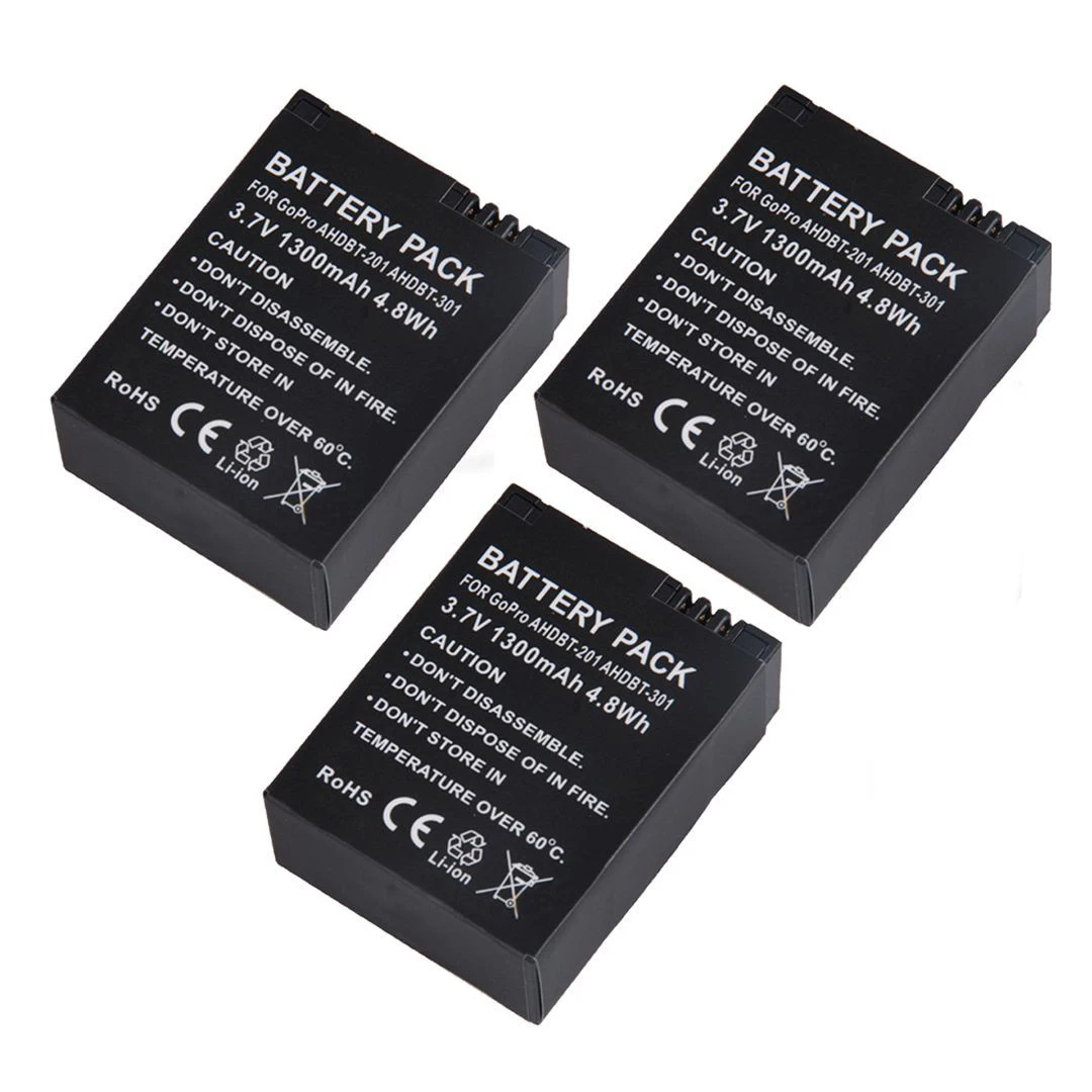

3x Decoded Camera Battery for Gopro HERO3 Black AHDBT-201 AHDBT-301