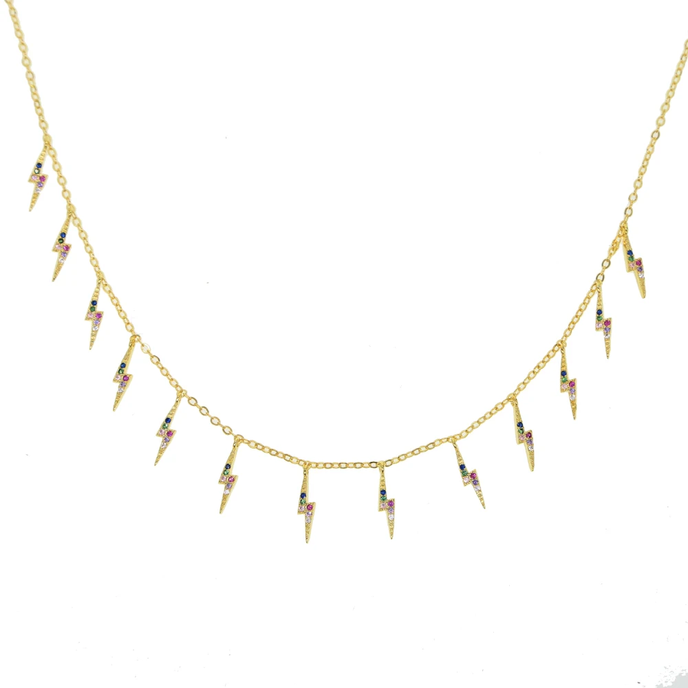Эффектные золотистого цвета ожерелье для леди вечерние Подарочное цветное инкрустированный цирконами украшение для чокера элегантные ювелирные изделия цепочка для ошейника