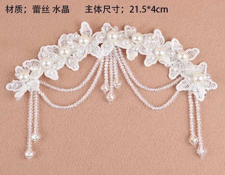 Crystal Diamond Bride Bridal Wedding Hair Head Band Wear Pearl Rhinestone Jewelry Headdress Headband Tiara Coronal Forehead Crown (3)