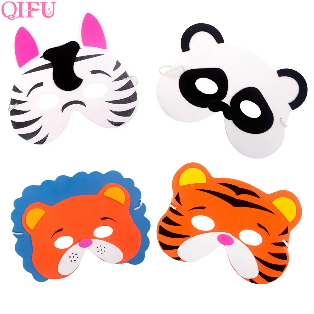 Party Masks 12pcs Party Mask Birthday Party Supplies EVA Foam Animal Masks Cartoon Kids Dress Up Costume Zoo Jungle Mask Decor