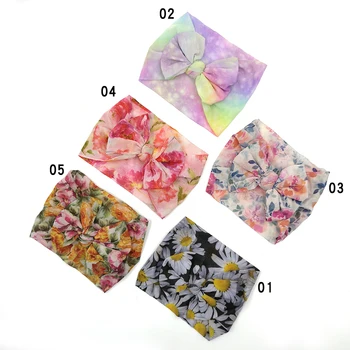 

Big Bow Baby Girl Headbands Nylon Printed Head Wraps Donuts Turban Newborn Headbands Photography Props Baby Hair Accessories