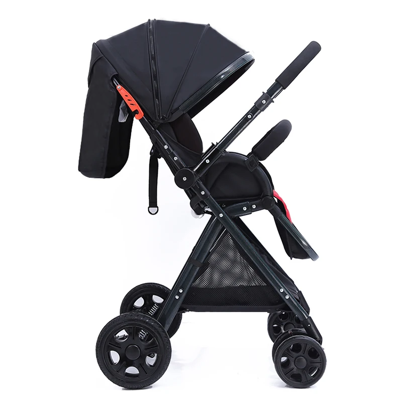 Детские коляски прогулочная 2 в 1 легкая детская коляска для новорожденных путешествия Системы Портативный складная детская тележка коляска Walker - Цвет: Black Black
