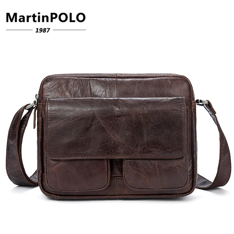 

Mulifuctional Men Bag Genuine Leather Shoulder Bags Small Ipad Flap Solid Men's Crossbody Bag Messenger Bags Men Leather 8931