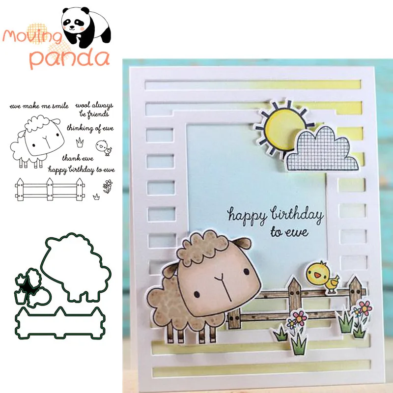 

2019 sheep Metal Cutting Dies And stamp for Scrapbooking Card Album Making Stencil Metal Die Cut Dies and Stamps Sets