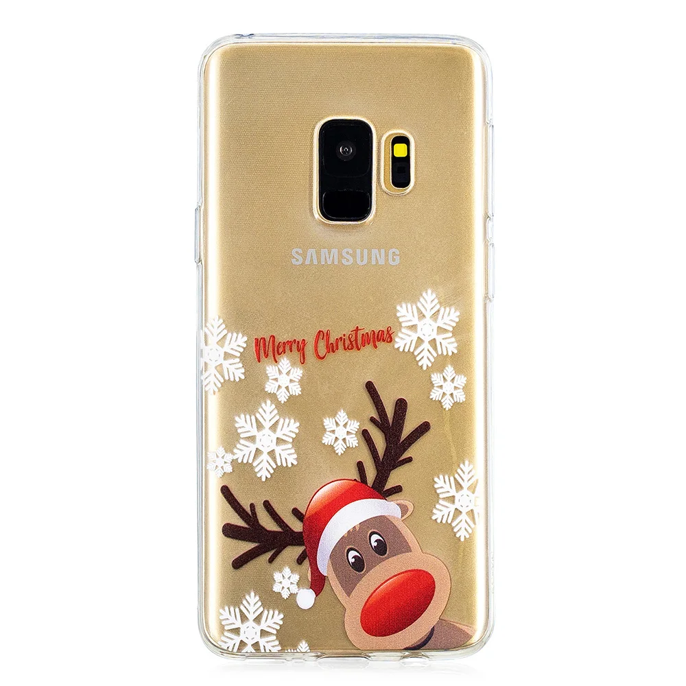 KSAM1002I_1_JONSNOW Phone Case For Samsung Galaxy S9 Cartoon Christmas Painted Clear Soft Case