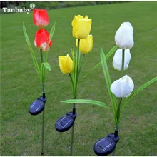 Tanbaby солнечные лужайки огни тюльпан цветок водонепроницаемый открытый светодиодный путь декоративная светодиодная лампа тюльпан лампы для сада