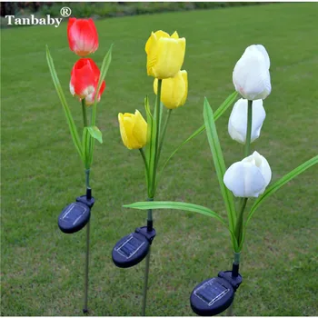 

Solar Powered Lawn Lights Tulip flower Waterproof Outdoor LED Path Decorative Lighting LED Tulip Lamps for Garden