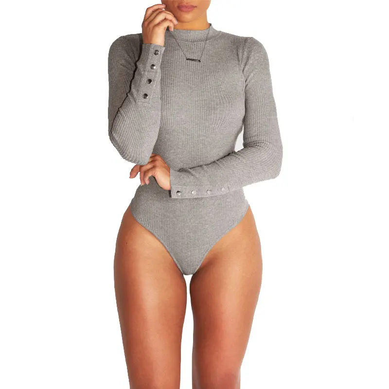 

Sexy Bodysuit Women Turtleneck Bodycon Jumpsuit Rompers Fit Playsuits Long Sleeve Overalls Combinaison Femme Body Tops For Women