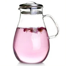 64 унций большой стеклянный кувшин с крышкой из нержавеющей стали для напитков кувшин высокое Термостойкое прозрачное боросиликатное стекло молочный кувшин