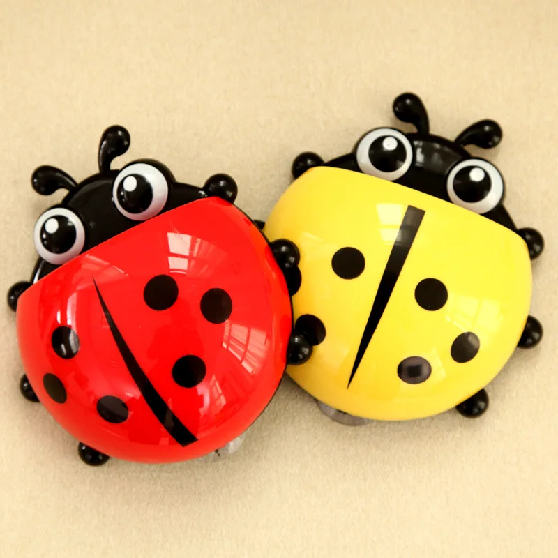 

2 Pcs Creative Toothpaste Holder Ladybug cute Toothbrush Holder Suction Home Minion Toothbrush Holder Plastic Holding Toothbrush