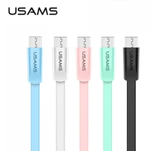 Micro USB зарядное устройство для samsung huawei Xiaomi 1,2 м, USAMS плоский кабель для синхронизации данных провод Быстрая Зарядка Кабели для мобильных телефонов кабель