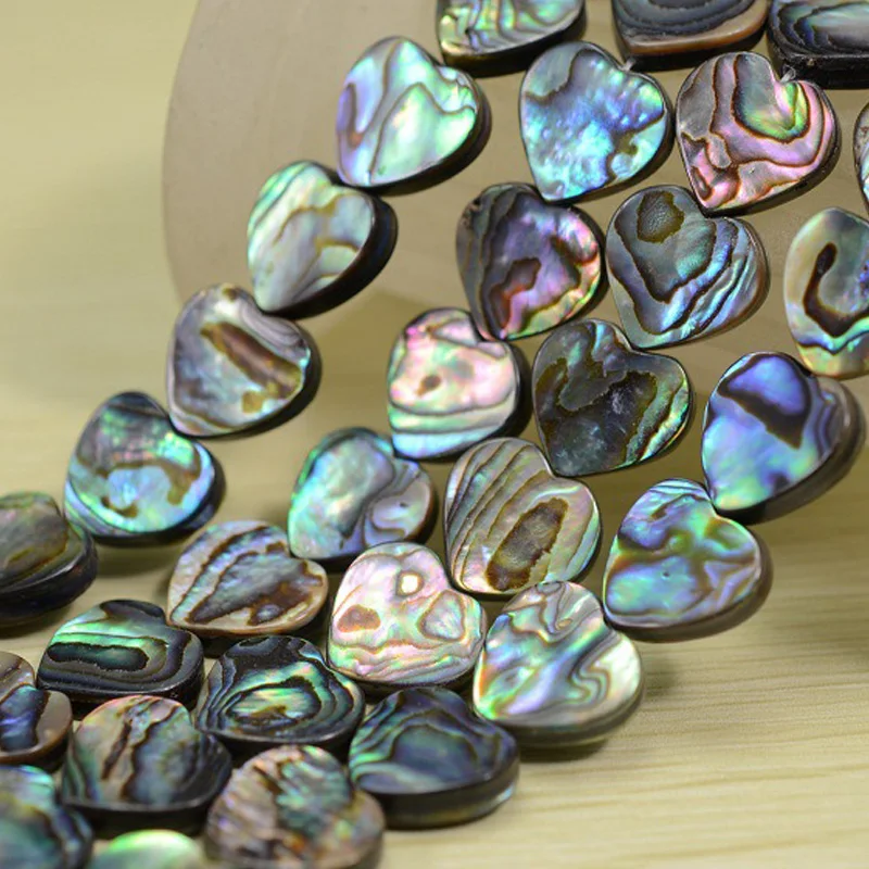 

10Pcs 12/14/16mm Natural Black Lip Sea Abalone New Zealand Shell Beads Heart Shape Pearl Shell Beads For Fashion Jewelry Making