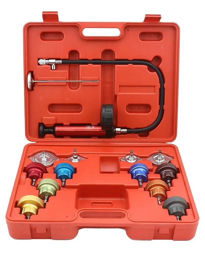 

Mr Cartool 14pc Radiator Pump Pressure Leak Tester Checker Kit Aluminum Adapters