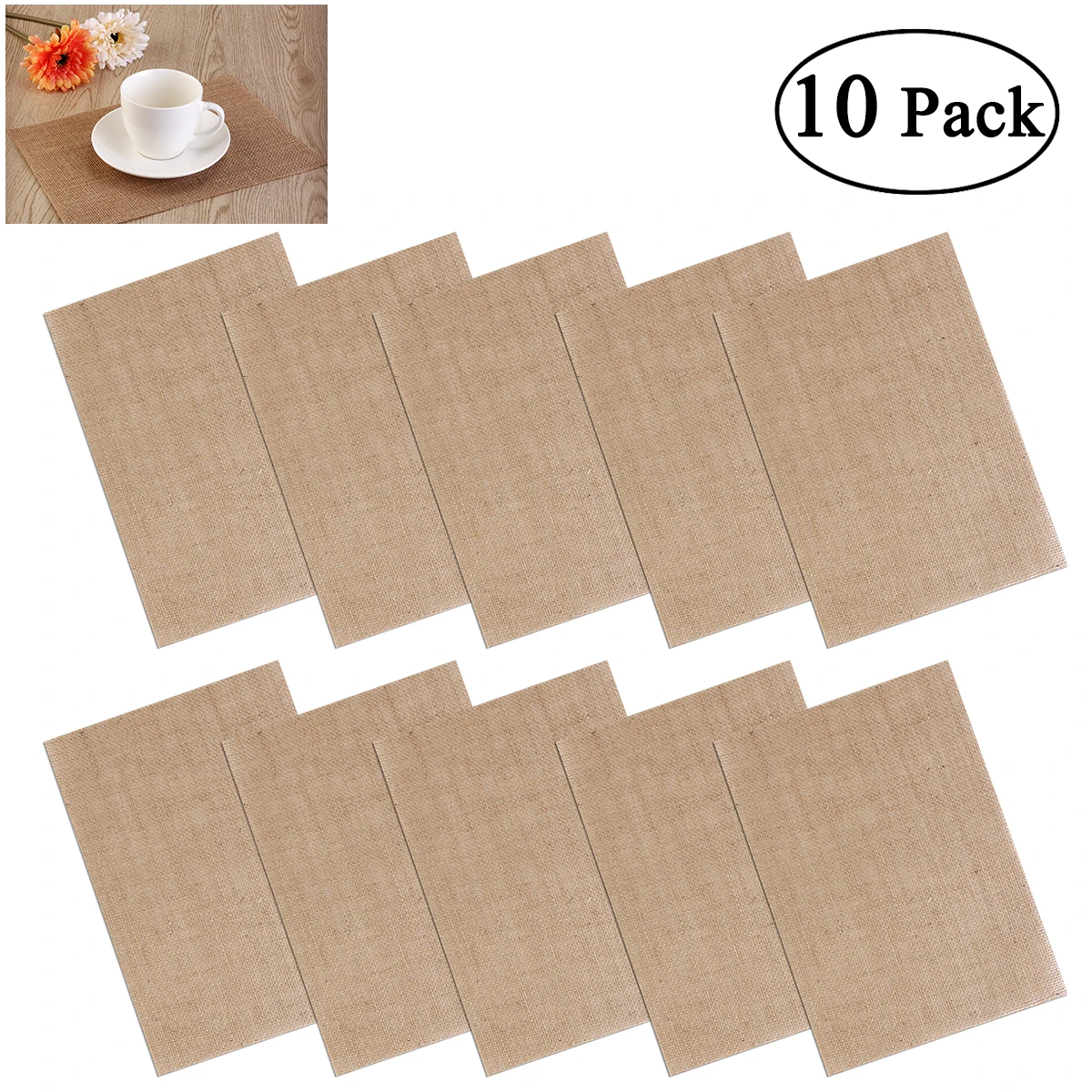 10pcs Hessian Burlap Coasters Table Mats Place Mats Rustic Wedding