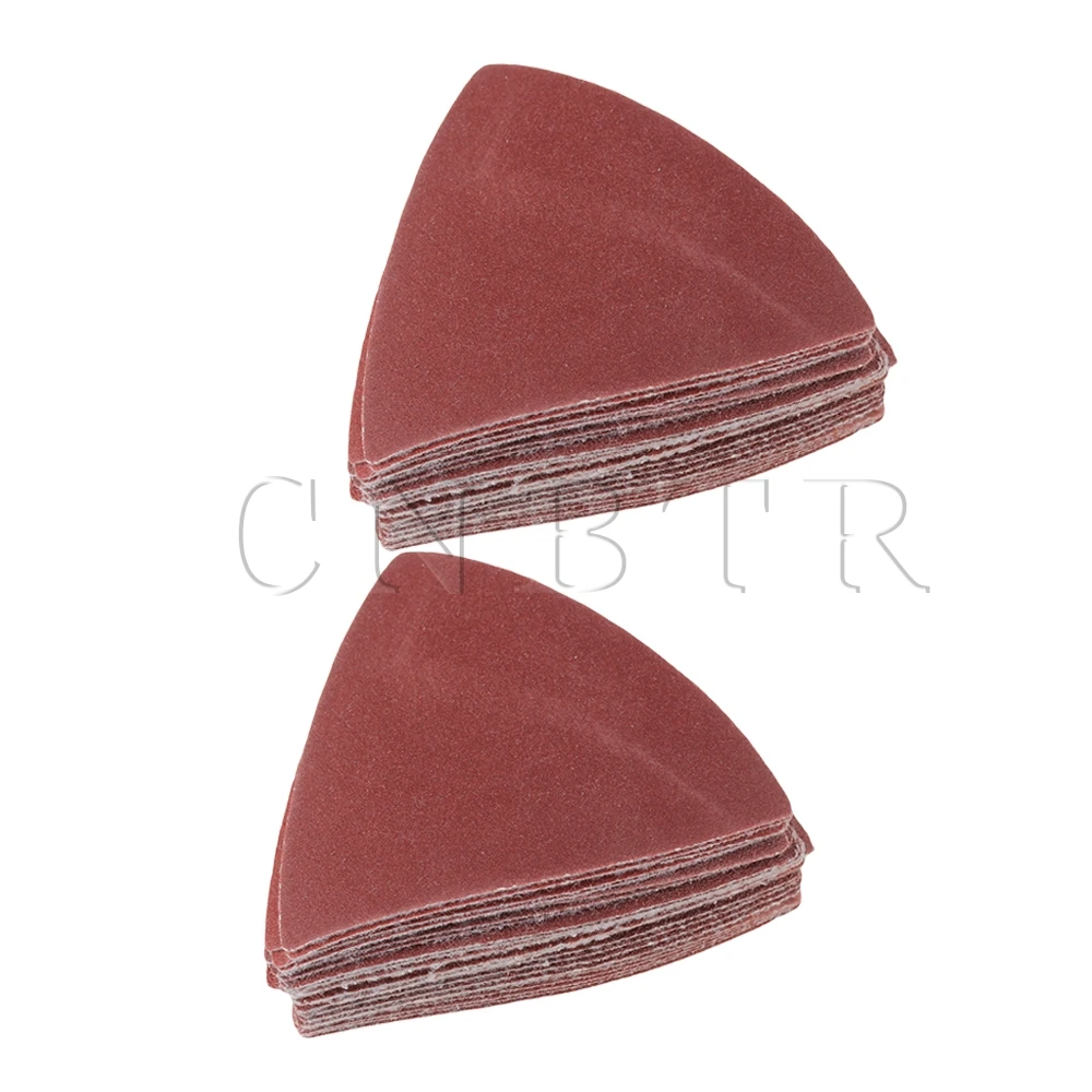 CNBTR 50x Brown 8cm Dia Aluminium Oxide 60/80/120/180/240# Triangular Sanding Paper