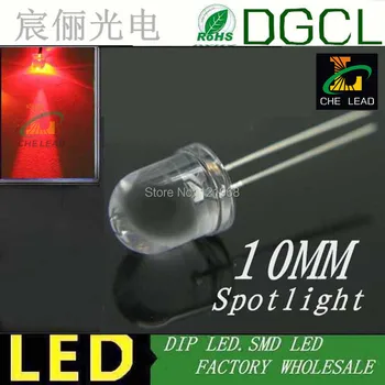 

100pcs Round 10mm led 0.06W water clear Red dip led 620-625nm 1.8-2.2V(CE&Rosh)