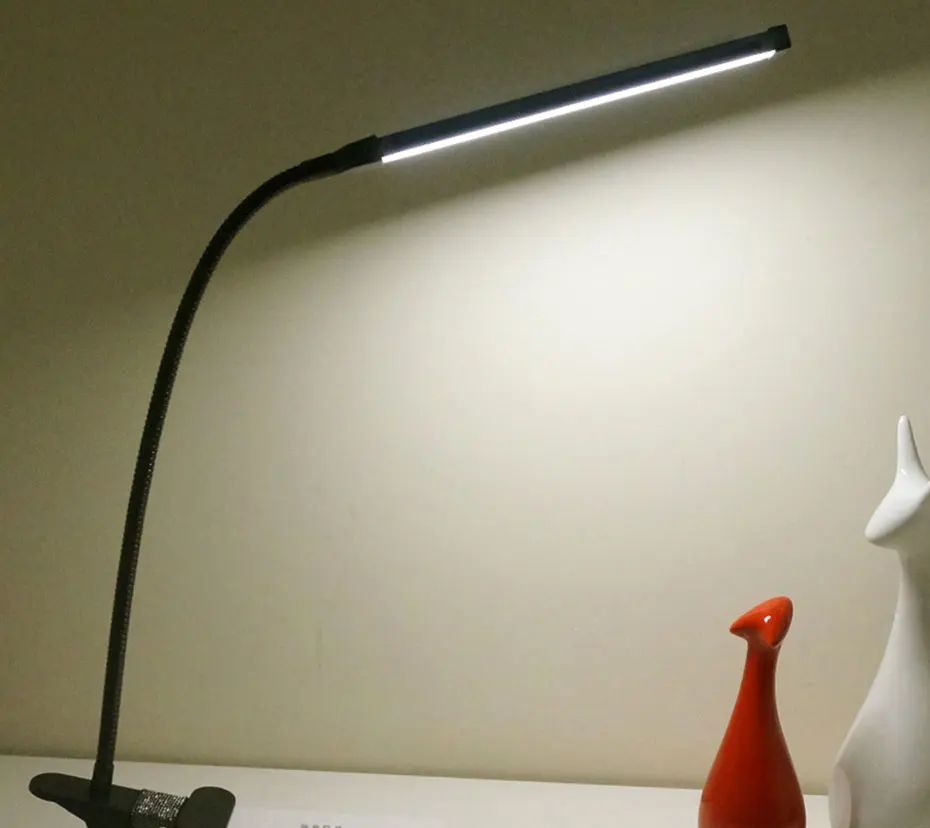 Светодиодный светильник с зажимом, настольная лампа с зажимом, лампа для чтения, USB лампы, настольный светильник с регулируемой яркостью, 2 цвета, светильник