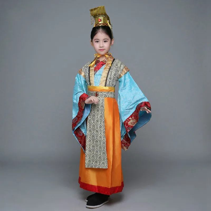 Детский костюм династии Тан мужской китайский Hanfu одежда для сцены для мальчиков и девочек, костюм императора для косплея одежда принца для выступлений