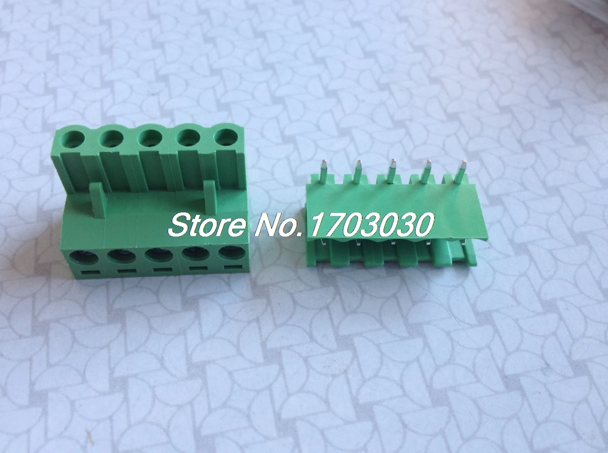 

20 pcs 5.08mm Close Angle 5 pin Screw Terminal Block Connector Pluggable Type
