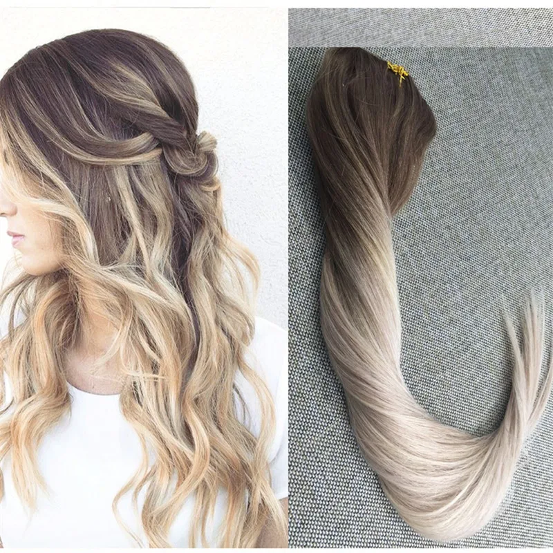 Voller Glanz Ombre Farbe 5 20 24 Clip In Haar Extensions