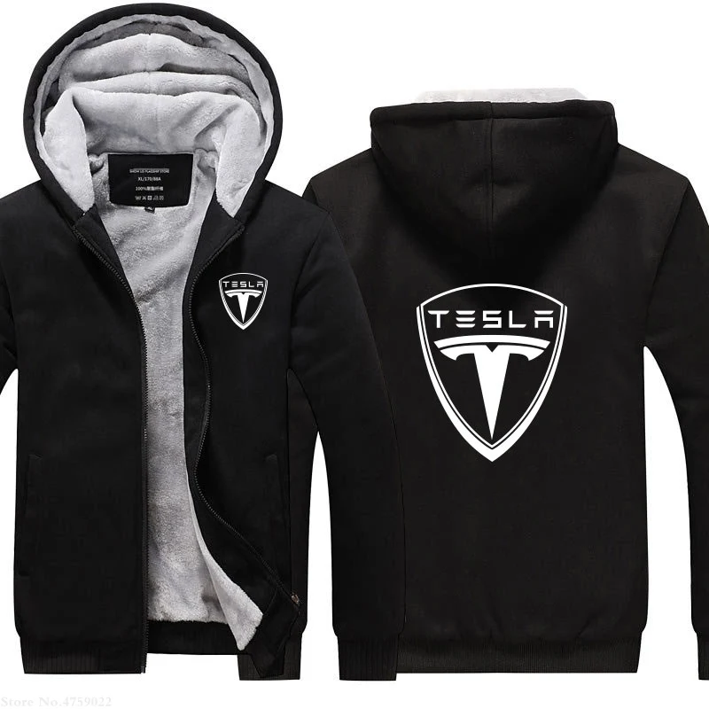 

Winter male warm thicken Zipper Hoodies Tesla sweatshirts Men Winter long sleeve Thicken coat casual male jackets