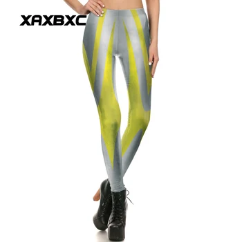 

1690 Sexy Girl leggins Cartoon Stripe Gold Ultraman Printed Polyester Elastic Slim Fit Fitness Women Leggings Pants Trousers